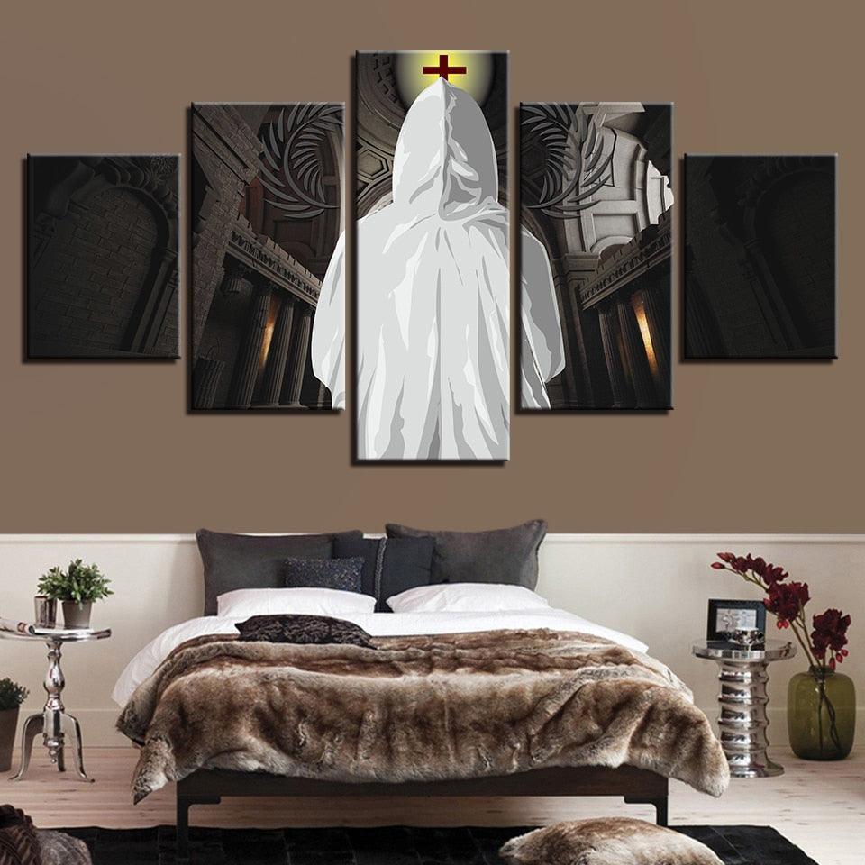 Cross Christian 5 Piece HD Multi Panel Canvas Wall Art Frame-Original Frame
