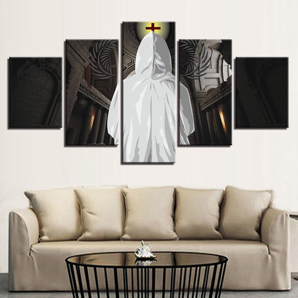 Cross Christian 5 Piece HD Multi Panel Canvas Wall Art Frame-Original Frame