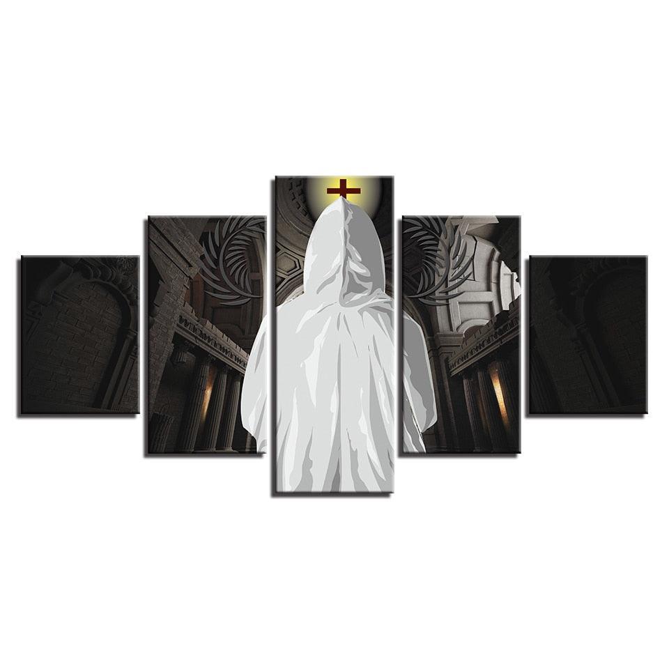 Cross Christian 5 Piece HD Multi Panel Canvas Wall Art Frame-Original Frame