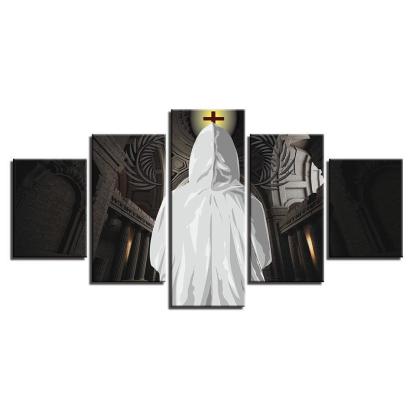 Cross Christian 5 Piece HD Multi Panel Canvas Wall Art Frame-Original Frame