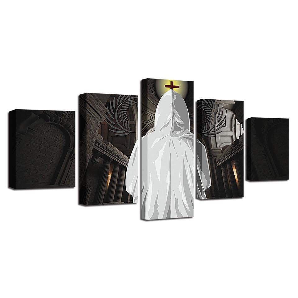 Cross Christian 5 Piece HD Multi Panel Canvas Wall Art Frame-Original Frame