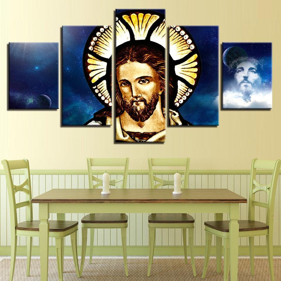 Jesus Christ 5 Piece HD Multi Panel Canvas Wall Art Frame-Original Frame