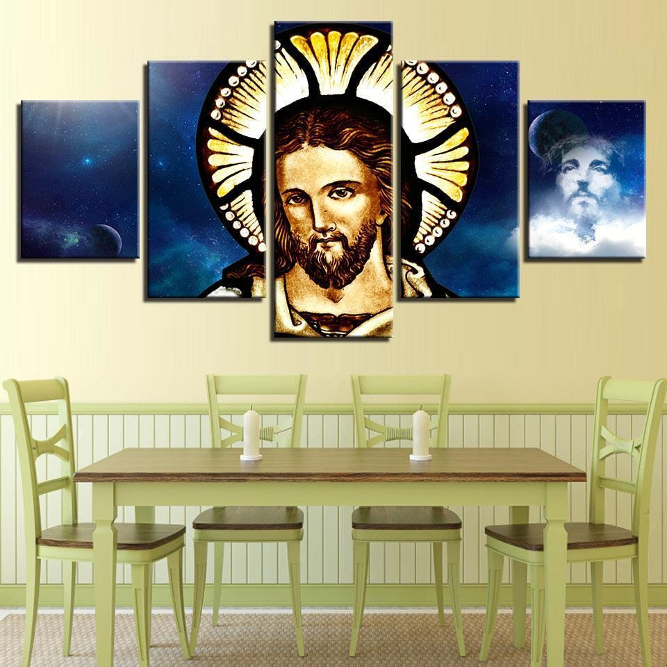 Jesus Christ 5 Piece HD Multi Panel Canvas Wall Art Frame-Original Frame