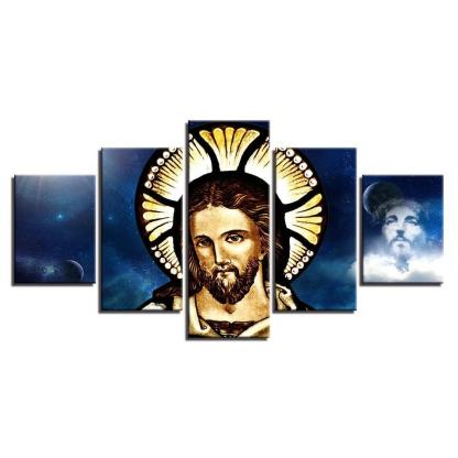 Jesus Christ 5 Piece HD Multi Panel Canvas Wall Art Frame-Original Frame