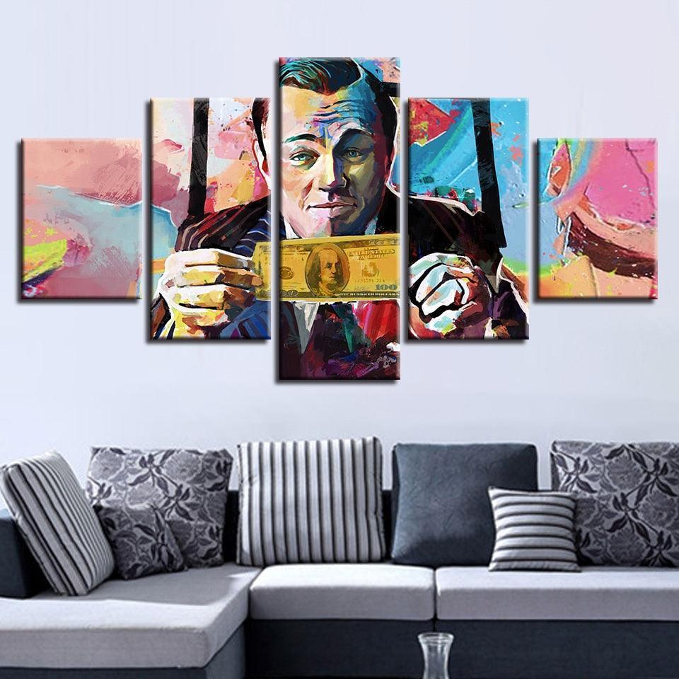 Wolf Of Wall Street 5 Piece HD Multi Panel Canvas Wall Art Frame-Original Frame