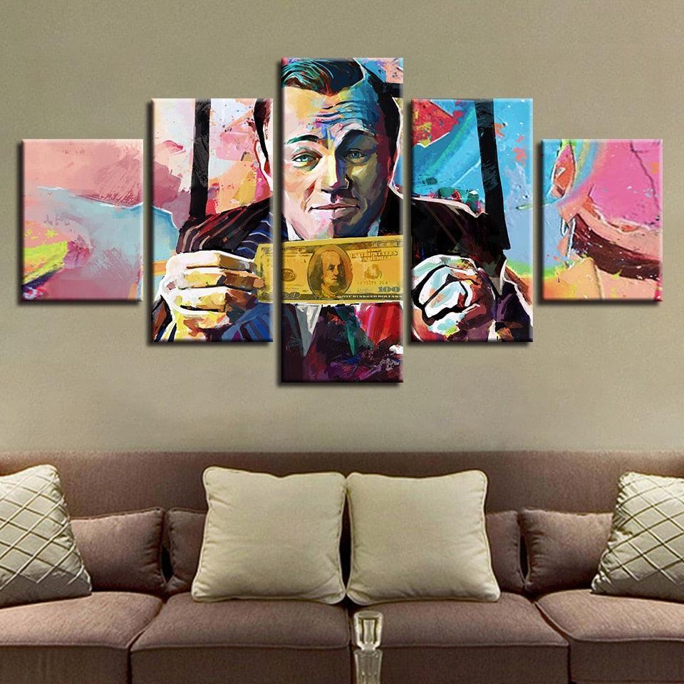 Wolf Of Wall Street 5 Piece HD Multi Panel Canvas Wall Art Frame-Original Frame