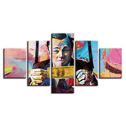 Wolf Of Wall Street 5 Piece HD Multi Panel Canvas Wall Art Frame-Original Frame