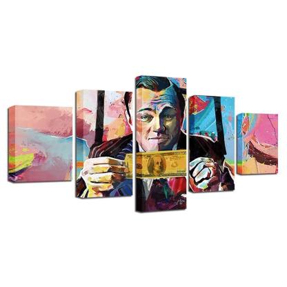 Wolf Of Wall Street 5 Piece HD Multi Panel Canvas Wall Art Frame-Original Frame