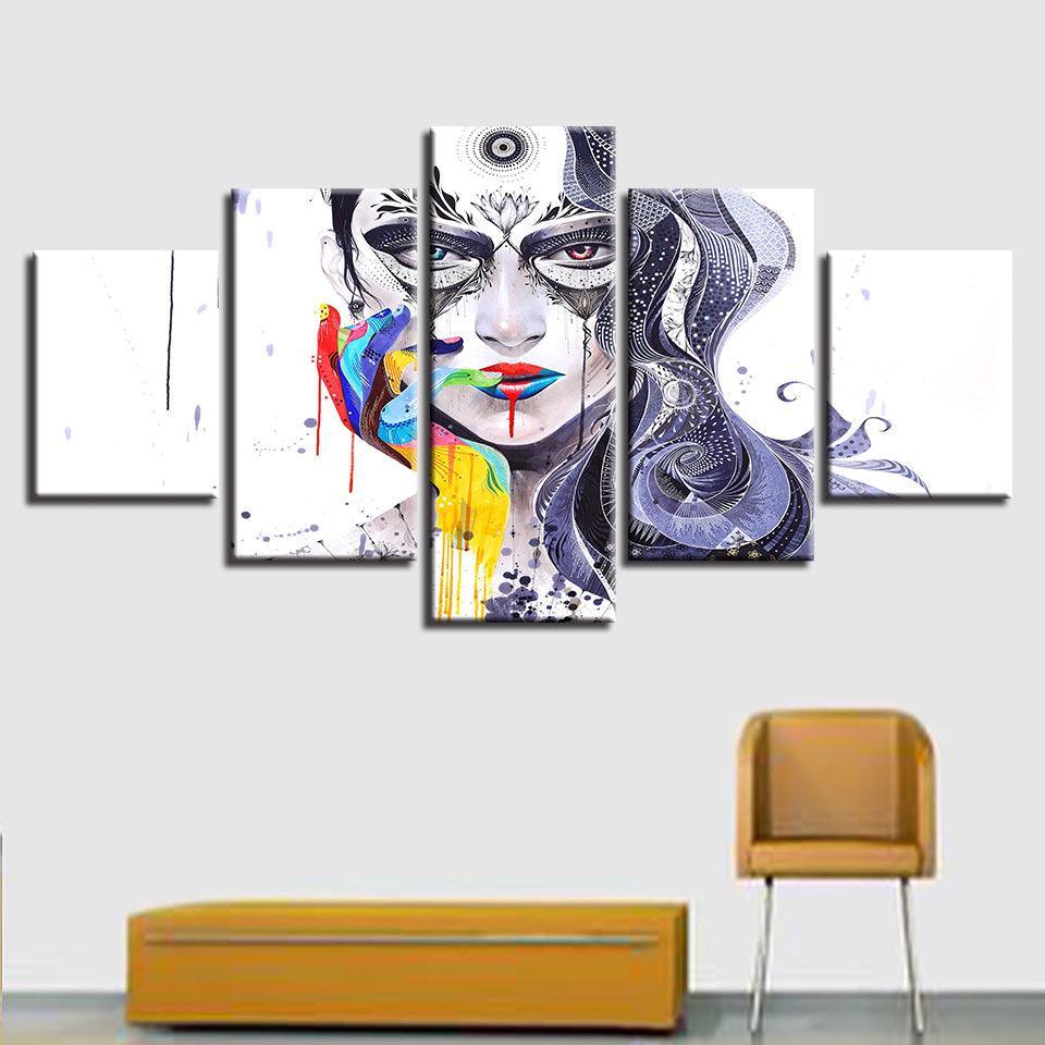 Abstract 5 Piece HD Multi Panel Canvas Wall Art Frame-Original Frame