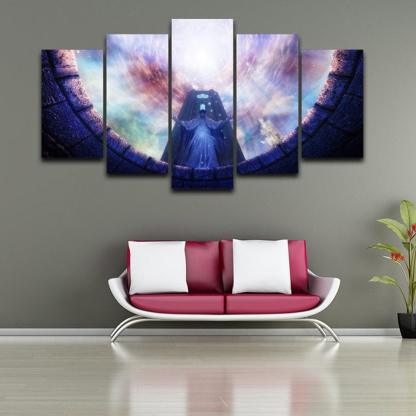 Game Statues  5 Piece HD Multi Panel Canvas Wall Art Frame-Original Frame