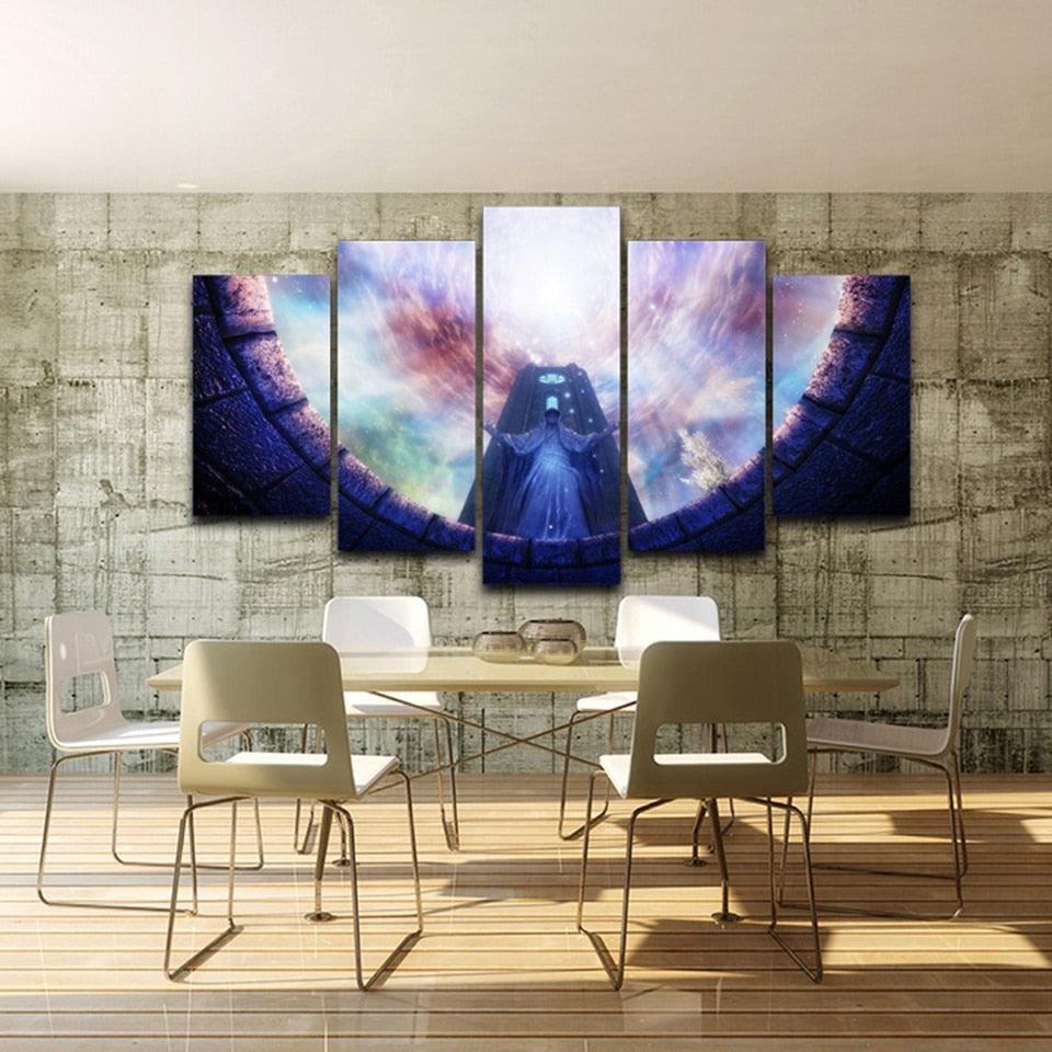 Game Statues  5 Piece HD Multi Panel Canvas Wall Art Frame-Original Frame