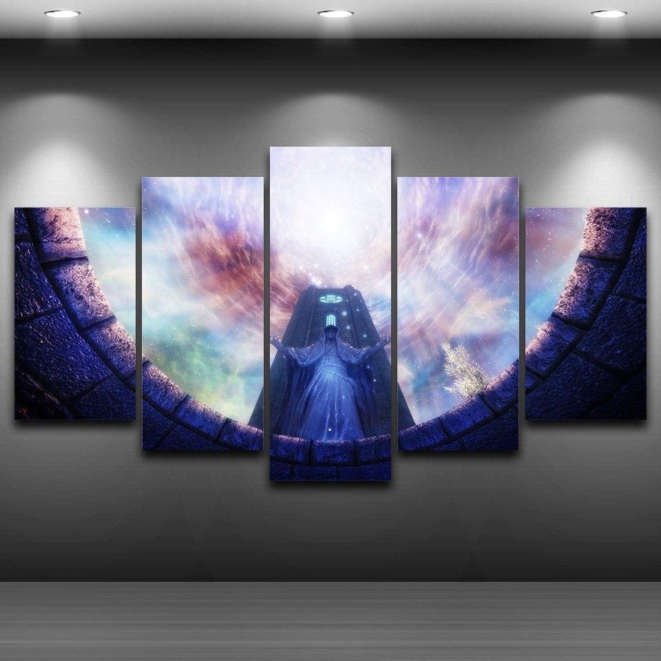 Game Statues  5 Piece HD Multi Panel Canvas Wall Art Frame-Original Frame