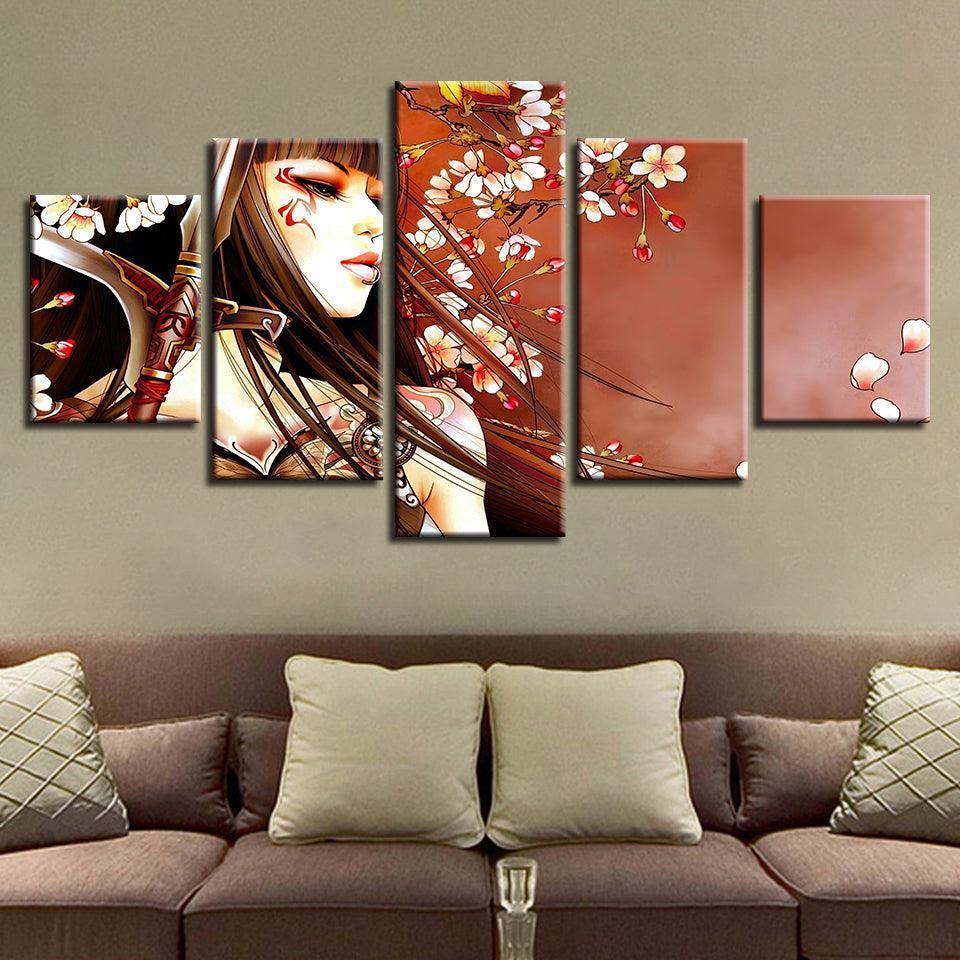 Flower Girl 5 Piece HD Multi Panel Canvas Wall Art Frame-Original Frame