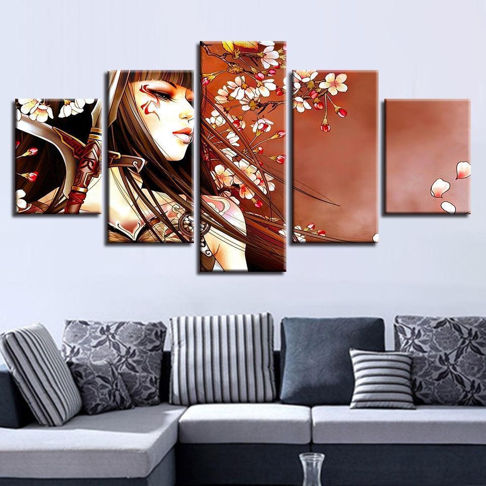 Flower Girl 5 Piece HD Multi Panel Canvas Wall Art Frame-Original Frame