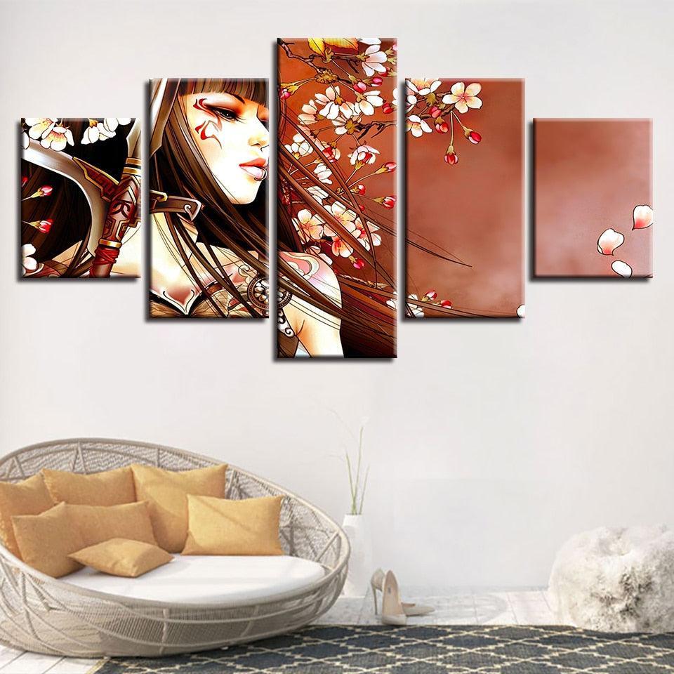 Flower Girl 5 Piece HD Multi Panel Canvas Wall Art Frame-Original Frame