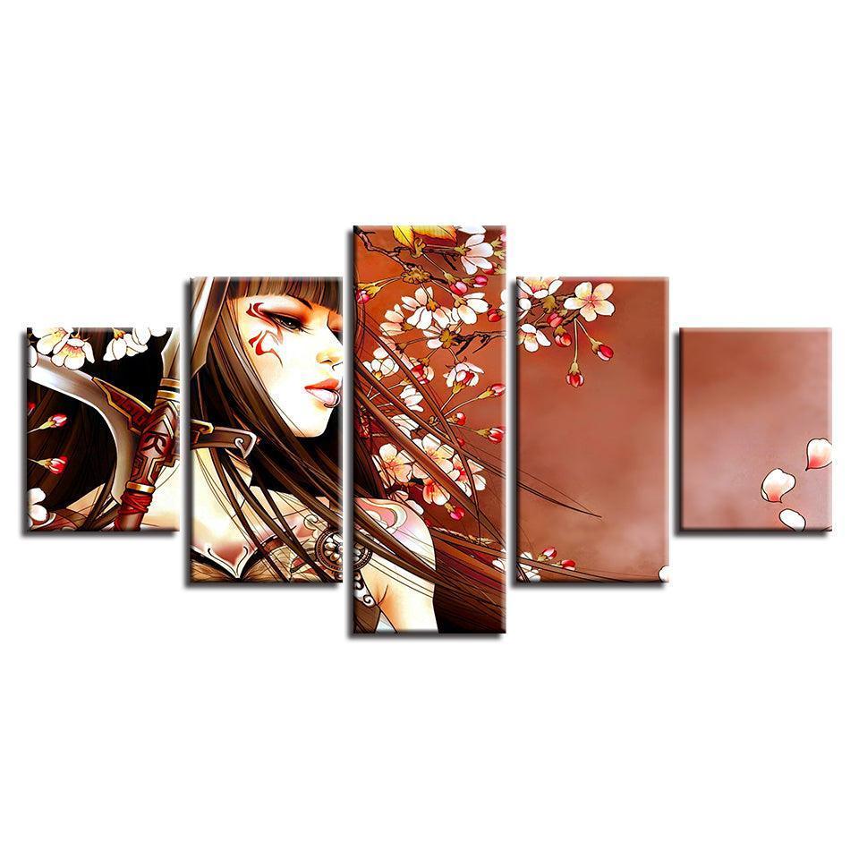 Flower Girl 5 Piece HD Multi Panel Canvas Wall Art Frame-Original Frame