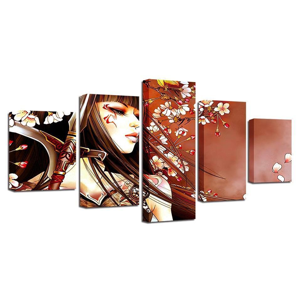 Flower Girl 5 Piece HD Multi Panel Canvas Wall Art Frame-Original Frame