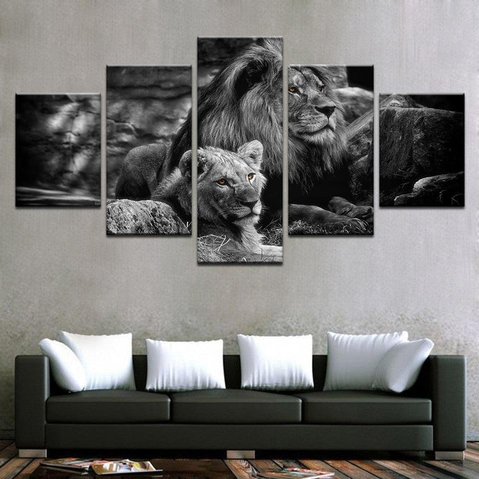 King Of The Forest 5 Piece HD Multi Panel Canvas Wall Art Frame-Original Frame