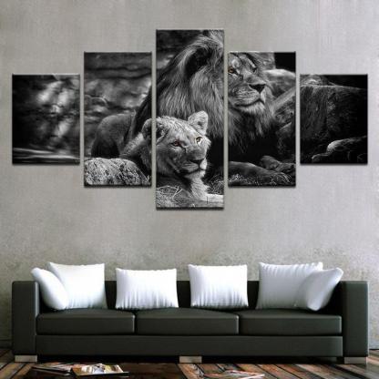 King Of The Forest 5 Piece HD Multi Panel Canvas Wall Art Frame-Original Frame