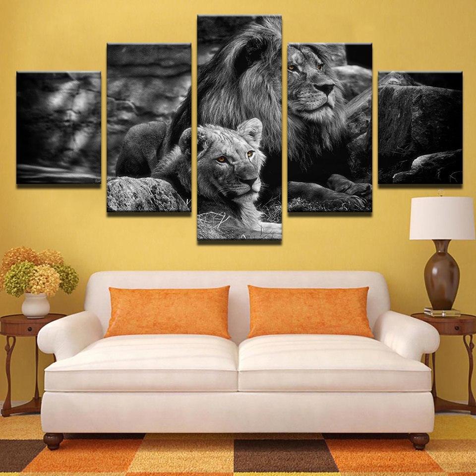 King Of The Forest 5 Piece HD Multi Panel Canvas Wall Art Frame-Original Frame