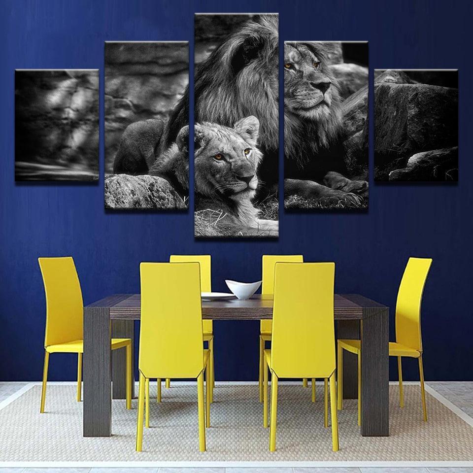 King Of The Forest 5 Piece HD Multi Panel Canvas Wall Art Frame-Original Frame