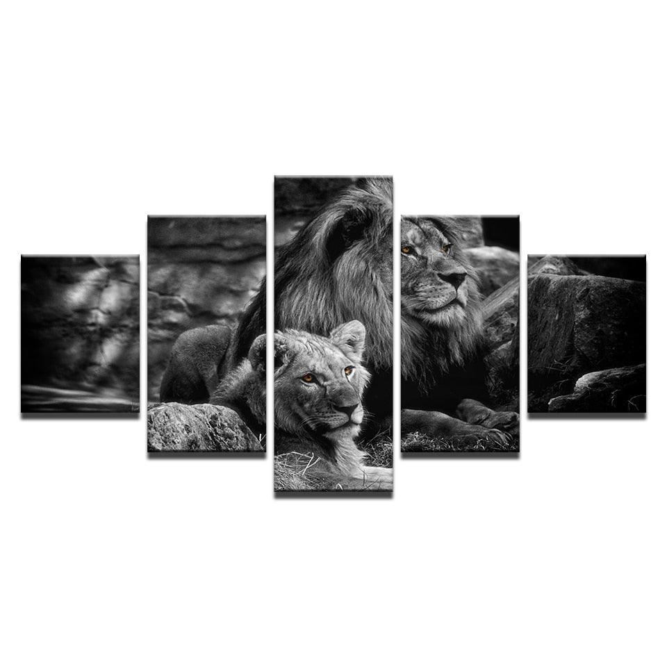 King Of The Forest 5 Piece HD Multi Panel Canvas Wall Art Frame-Original Frame