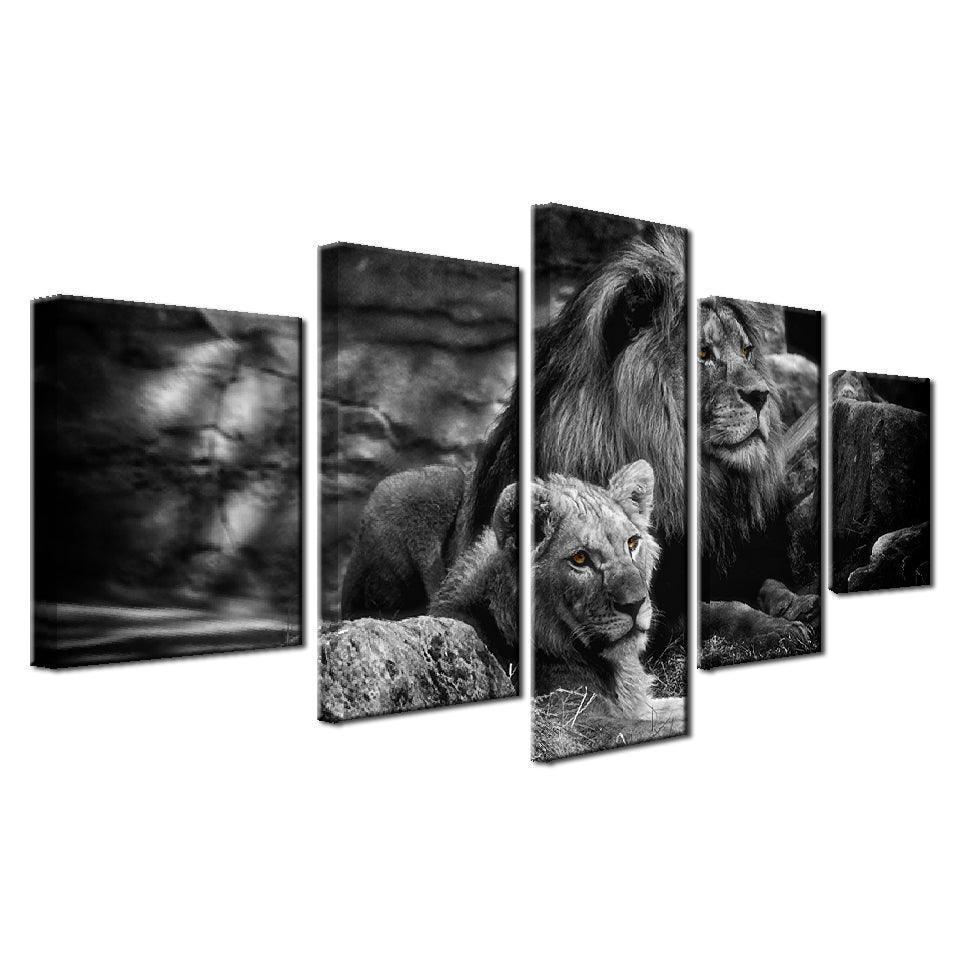King Of The Forest 5 Piece HD Multi Panel Canvas Wall Art Frame-Original Frame