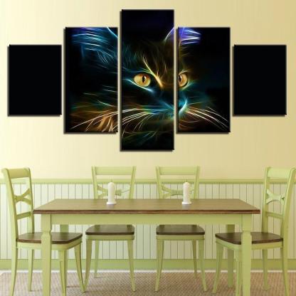Feline Gaze Five-Piece Canvas Wall Art-Original Frame