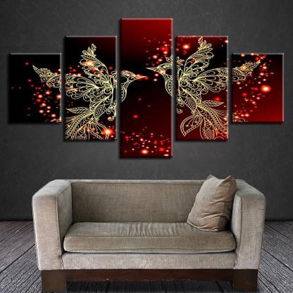 Bird Art 5 Piece HD Multi Panel Canvas Wall Art-Original Frame