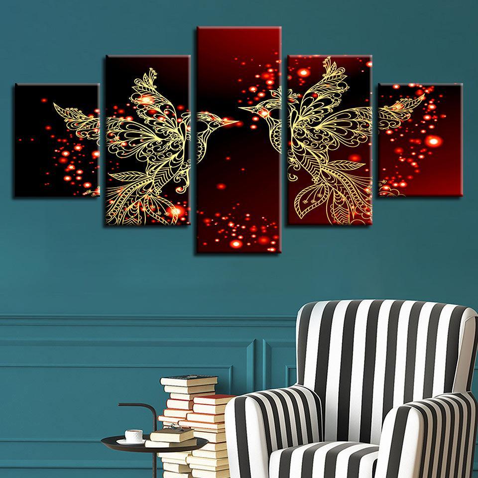 Bird Art 5 Piece HD Multi Panel Canvas Wall Art-Original Frame