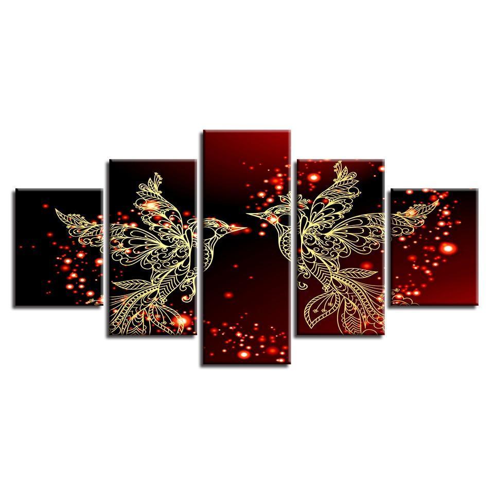 Bird Art 5 Piece HD Multi Panel Canvas Wall Art-Original Frame