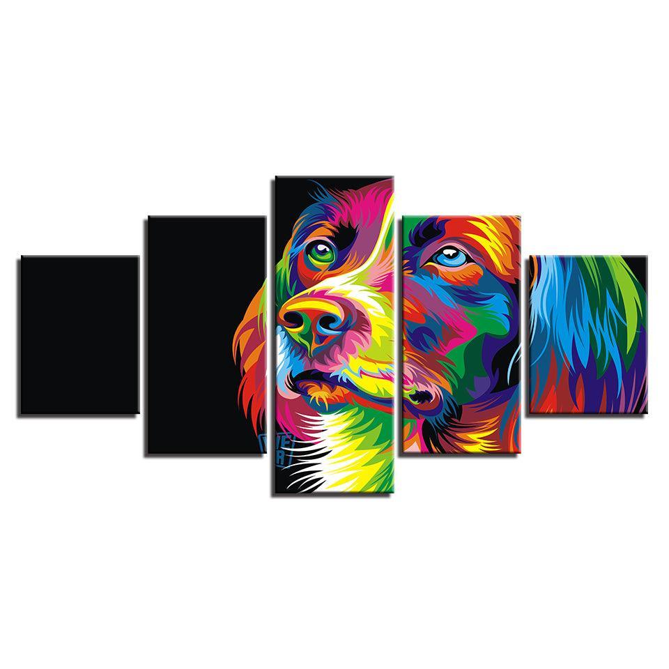 Artistic Rainbow Dog Canvas Collection Wall Art-Original Frame