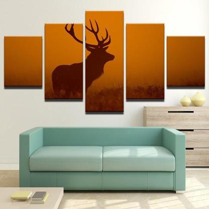 Glorious Deer 5 Piece HD Multi Panel Canvas Wall Art Frame-Original Frame