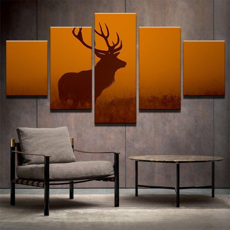 Glorious Deer 5 Piece HD Multi Panel Canvas Wall Art Frame-Original Frame