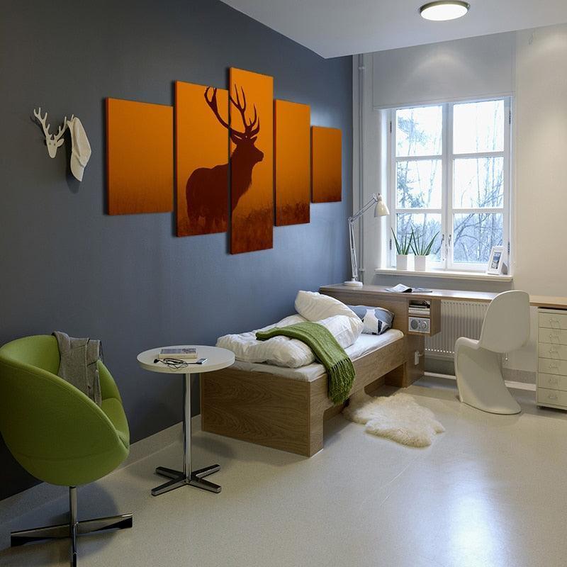 Glorious Deer 5 Piece HD Multi Panel Canvas Wall Art Frame-Original Frame