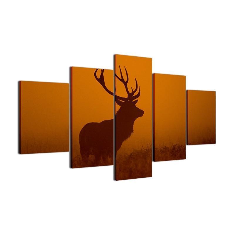 Glorious Deer 5 Piece HD Multi Panel Canvas Wall Art Frame-Original Frame