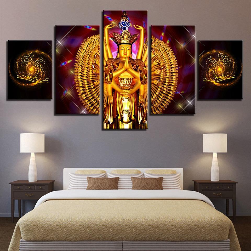Avalokitesvara Buddha Piece HD Multi Panel Canvas Wall Art Frame-Original Frame