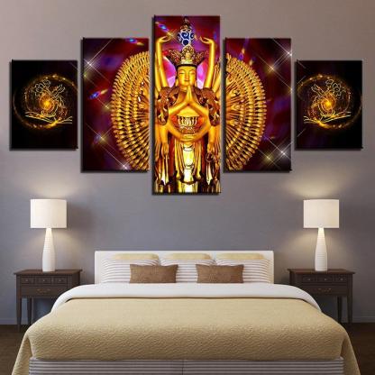 Avalokitesvara Buddha Piece HD Multi Panel Canvas Wall Art Frame-Original Frame