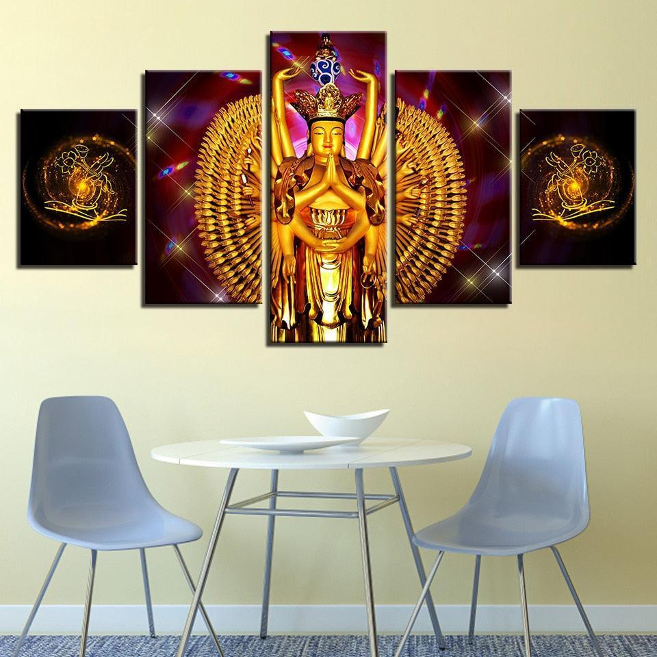 Avalokitesvara Buddha Piece HD Multi Panel Canvas Wall Art Frame-Original Frame