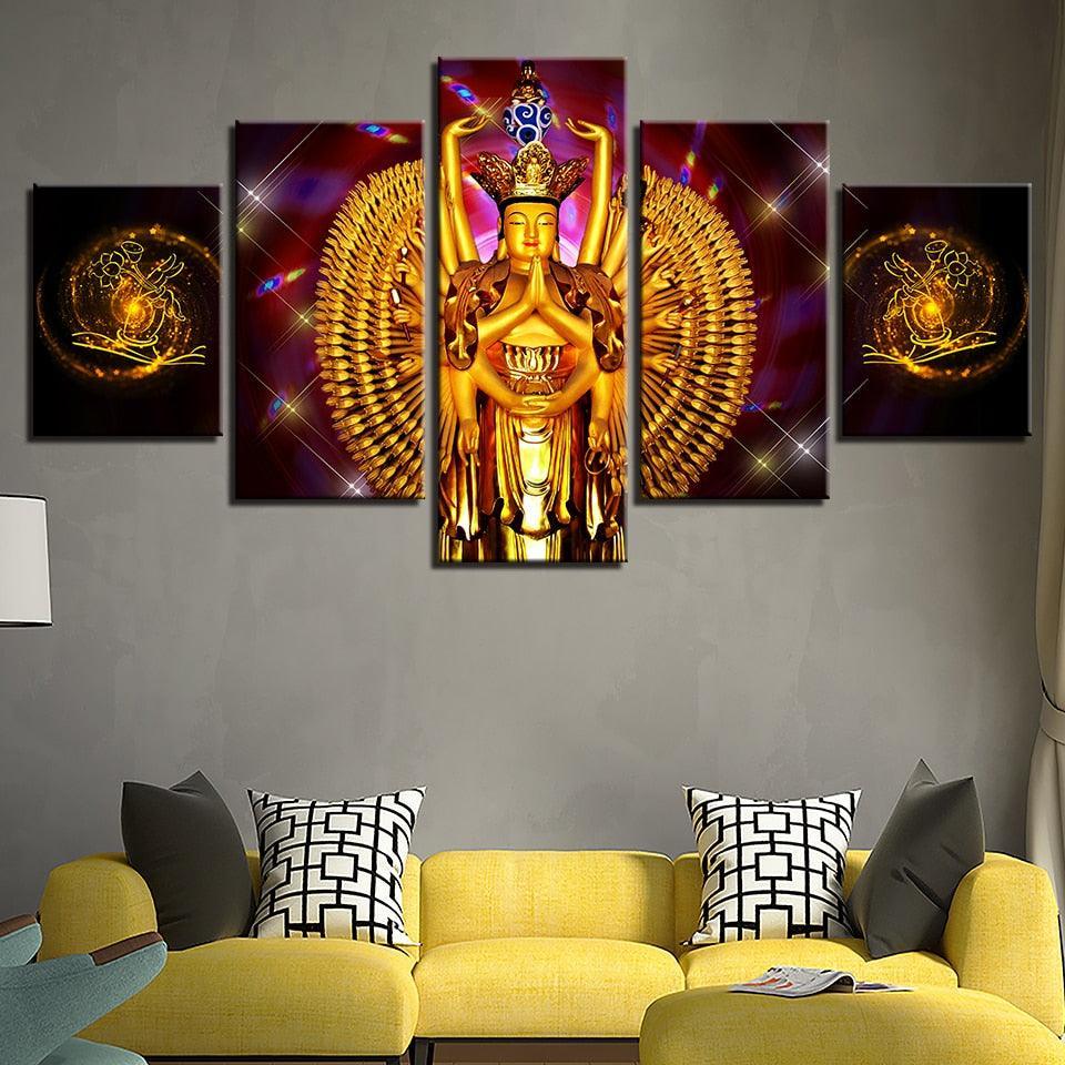 Avalokitesvara Buddha Piece HD Multi Panel Canvas Wall Art Frame-Original Frame