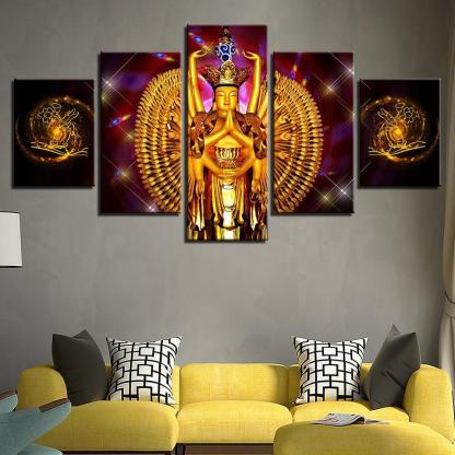 Avalokitesvara Buddha Piece HD Multi Panel Canvas Wall Art Frame-Original Frame