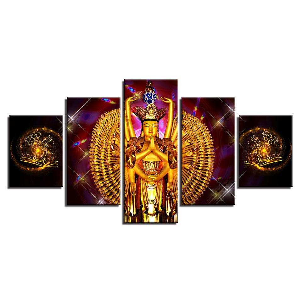 Avalokitesvara Buddha Piece HD Multi Panel Canvas Wall Art Frame-Original Frame