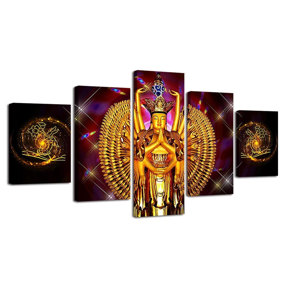 Avalokitesvara Buddha Piece HD Multi Panel Canvas Wall Art Frame-Original Frame