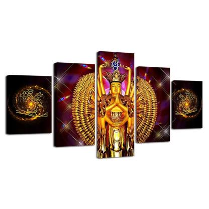 Avalokitesvara Buddha Piece HD Multi Panel Canvas Wall Art Frame-Original Frame
