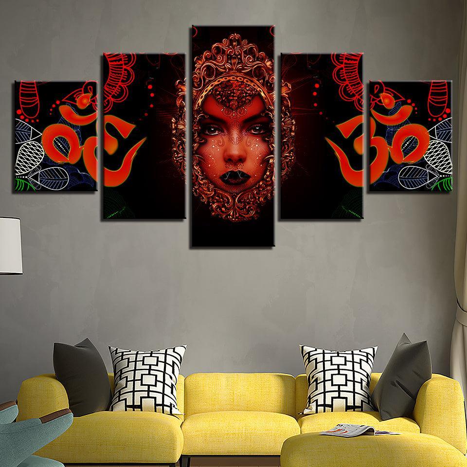 Hindu Goddess 5 Piece HD Multi Panel Canvas Wall Art Frame-Original Frame