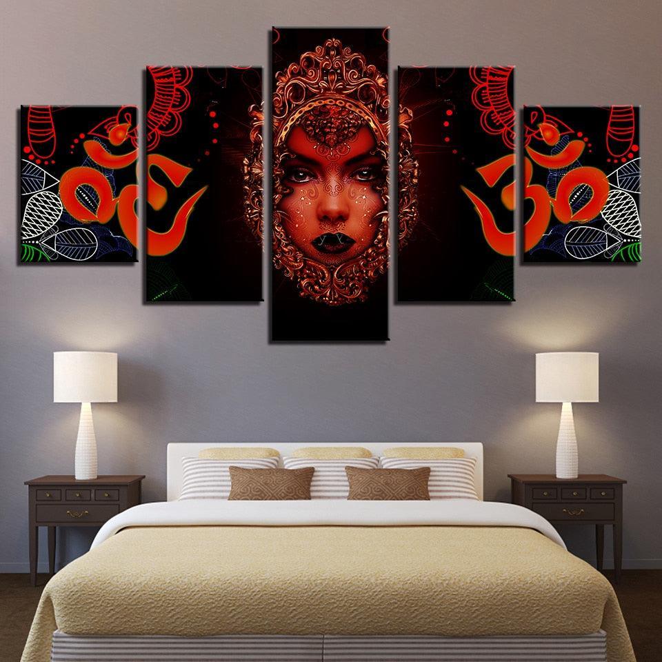 Hindu Goddess 5 Piece HD Multi Panel Canvas Wall Art Frame-Original Frame