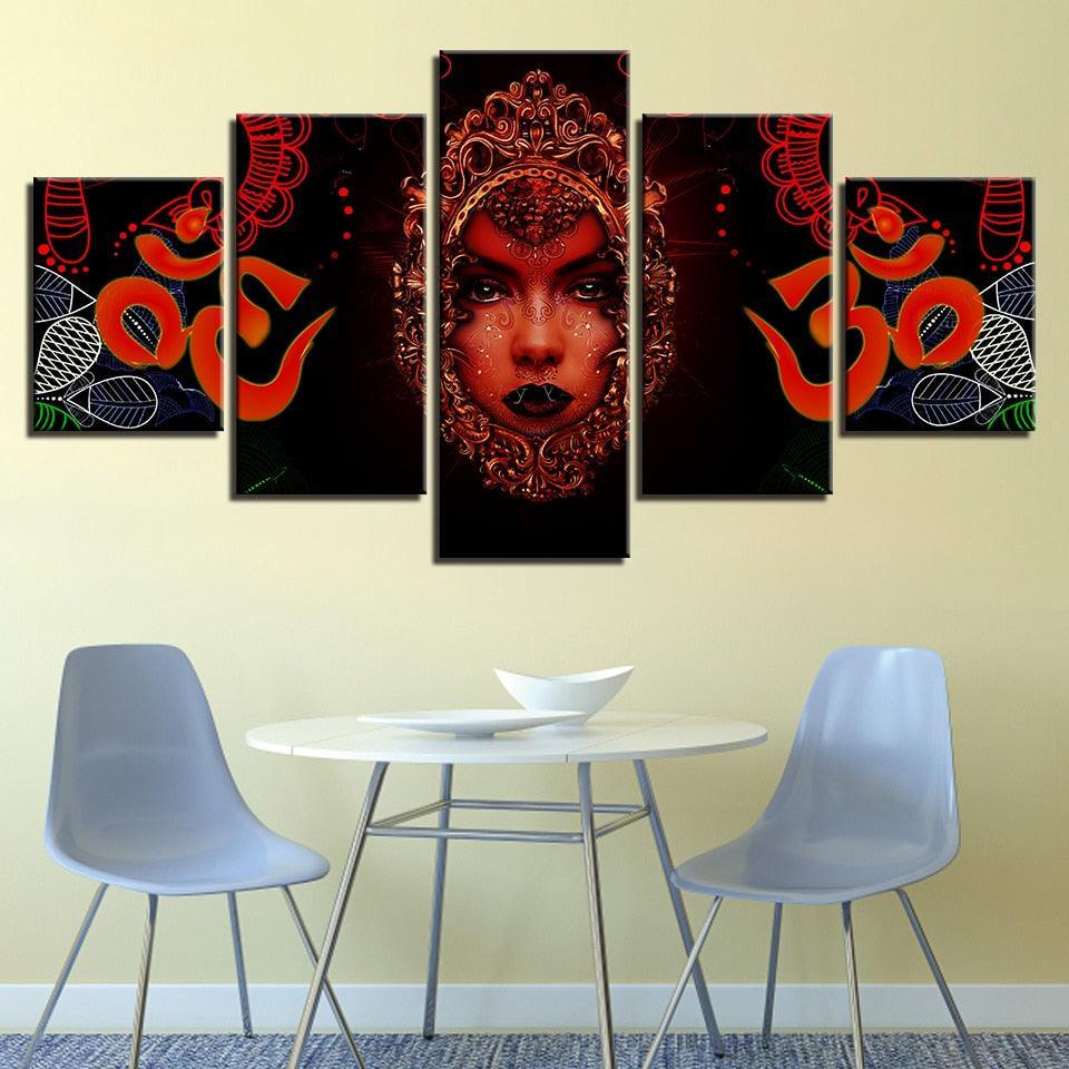 Hindu Goddess 5 Piece HD Multi Panel Canvas Wall Art Frame-Original Frame