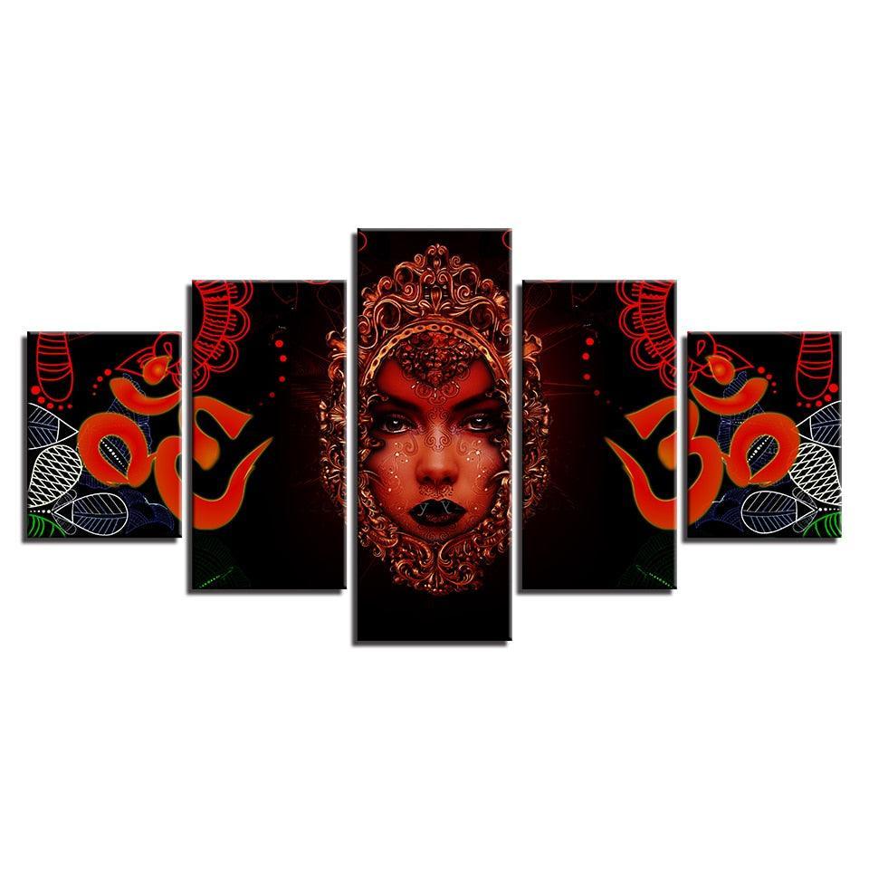 Hindu Goddess 5 Piece HD Multi Panel Canvas Wall Art Frame-Original Frame