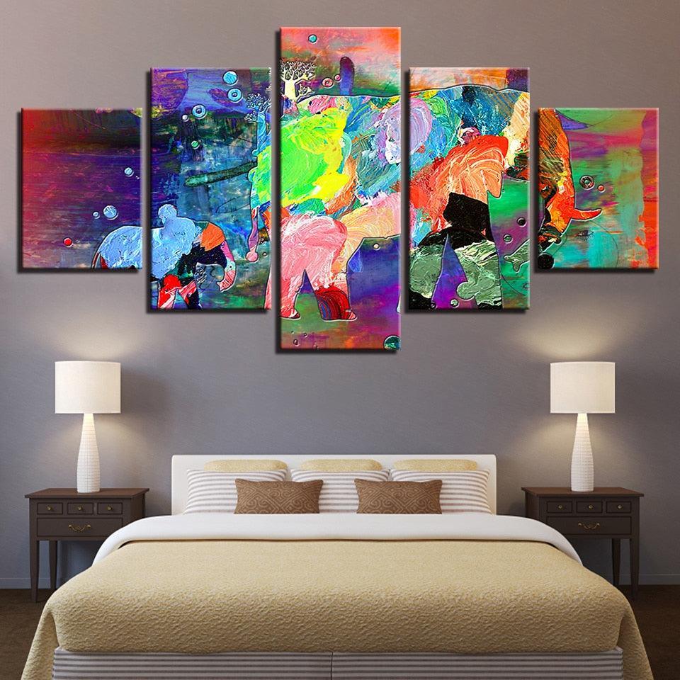 Abstract Expressionist Five-Panel Canvas Art Set-Original Frame