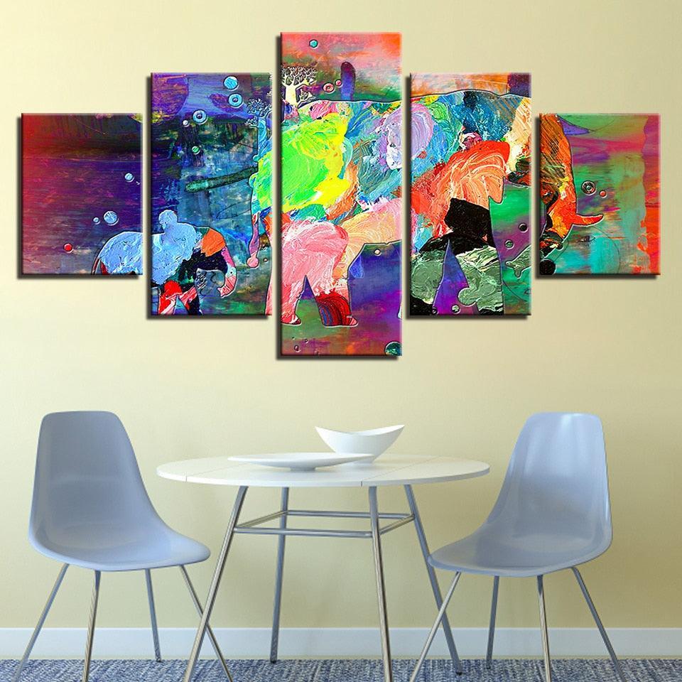 Abstract Expressionist Five-Panel Canvas Art Set-Original Frame
